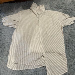 Green striped button up